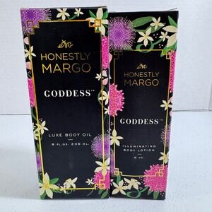 NEW Honestly Margo Goddess Luxe Body Oil Illuminating Body Lotion Set OLDSTOCK